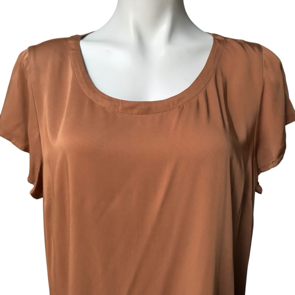 NWT PURE JILL J JILL Lenzing Ecovero Short Sleeve Top in Saffron, Sz L - Picture 8 of 13